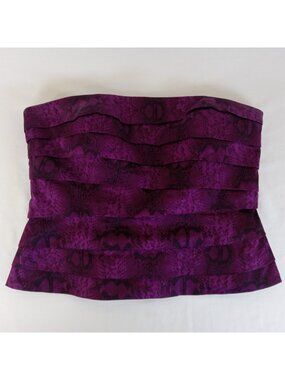 White House Black Market Purple Snakeskin Tiered Bustier Corset Top SIZE 16